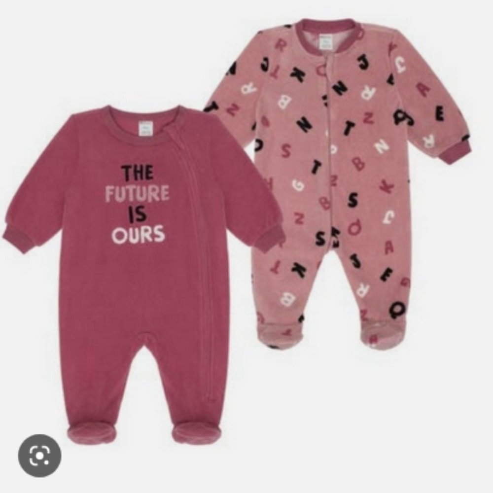 PL Baby by Petit Lem Pajamas Micropolar ‎ Sleepers, 2-Pack 9Months